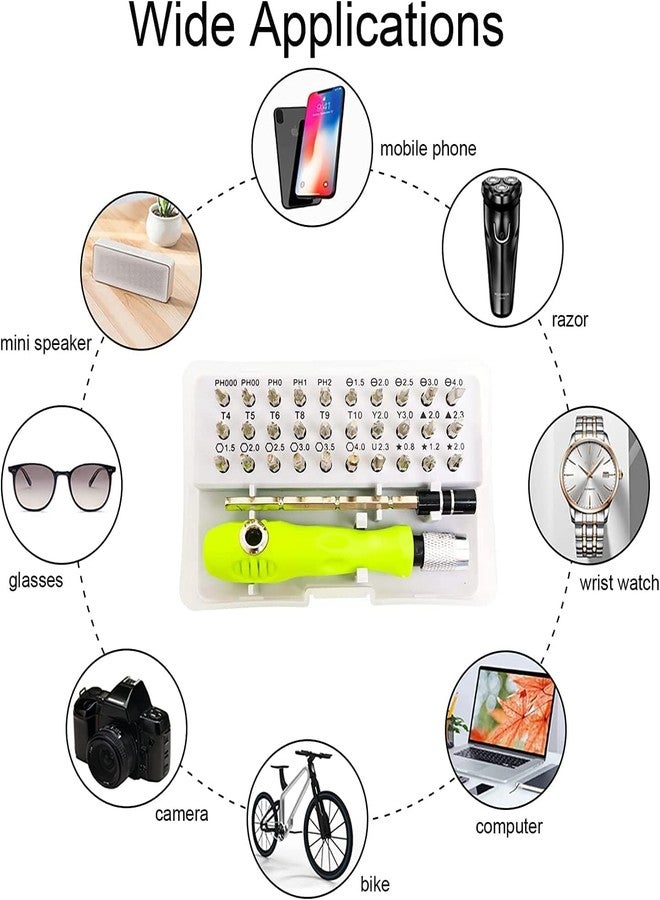 ROKTRY 32 in 1 Mini Screwdriver Tool Set Kit with Magnetic Flexible Extension Rod, Precision Bits screw driver, computer, mobile repairing tool kit, watch repairing, laptop screwdriver set, Multicolor - Image 3